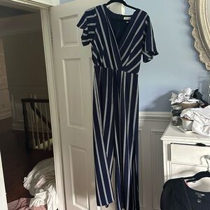 Navy and White Jumpsuit